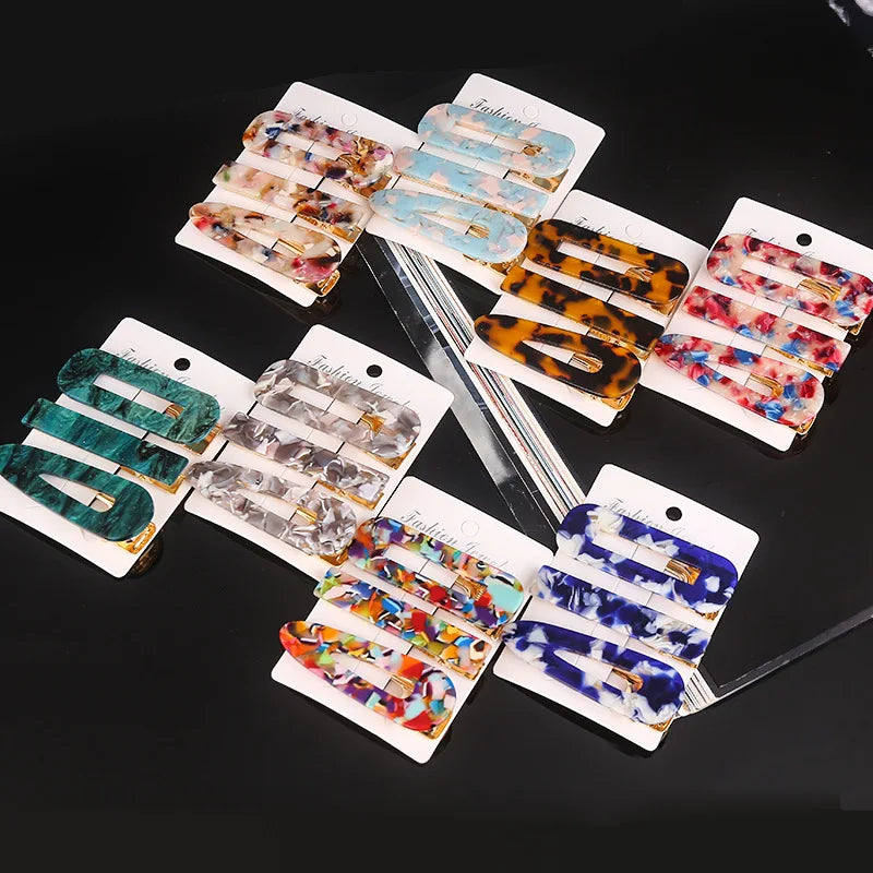 Hair Barrettes Hair Clips Set for Women Girls Hair Accessories Acetic Acid Resin Fashion Geometric Vintage Elegant Acrylic 3 Pcs