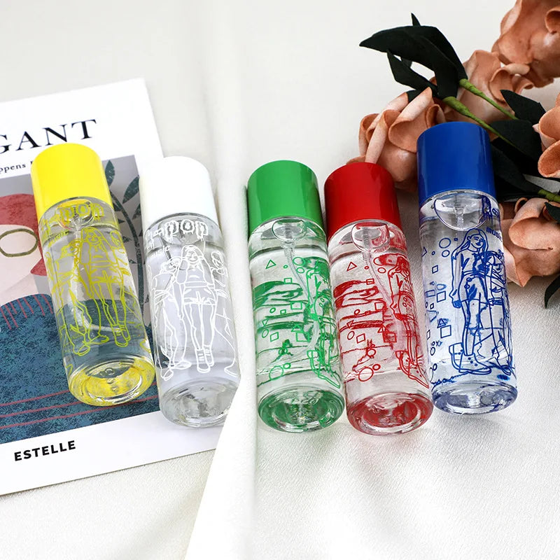Simple 30ml Cylindrical Transparent Glass Perfume Spray Bottle 1oz Printed Glass Cosmetics Spray Empty Bottle