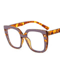 Wholesale Hot Sale Ins Leopard Print Blue Light Blocking Glasses Women Classic Big Frames Oversized Reading Glasses Custom logo