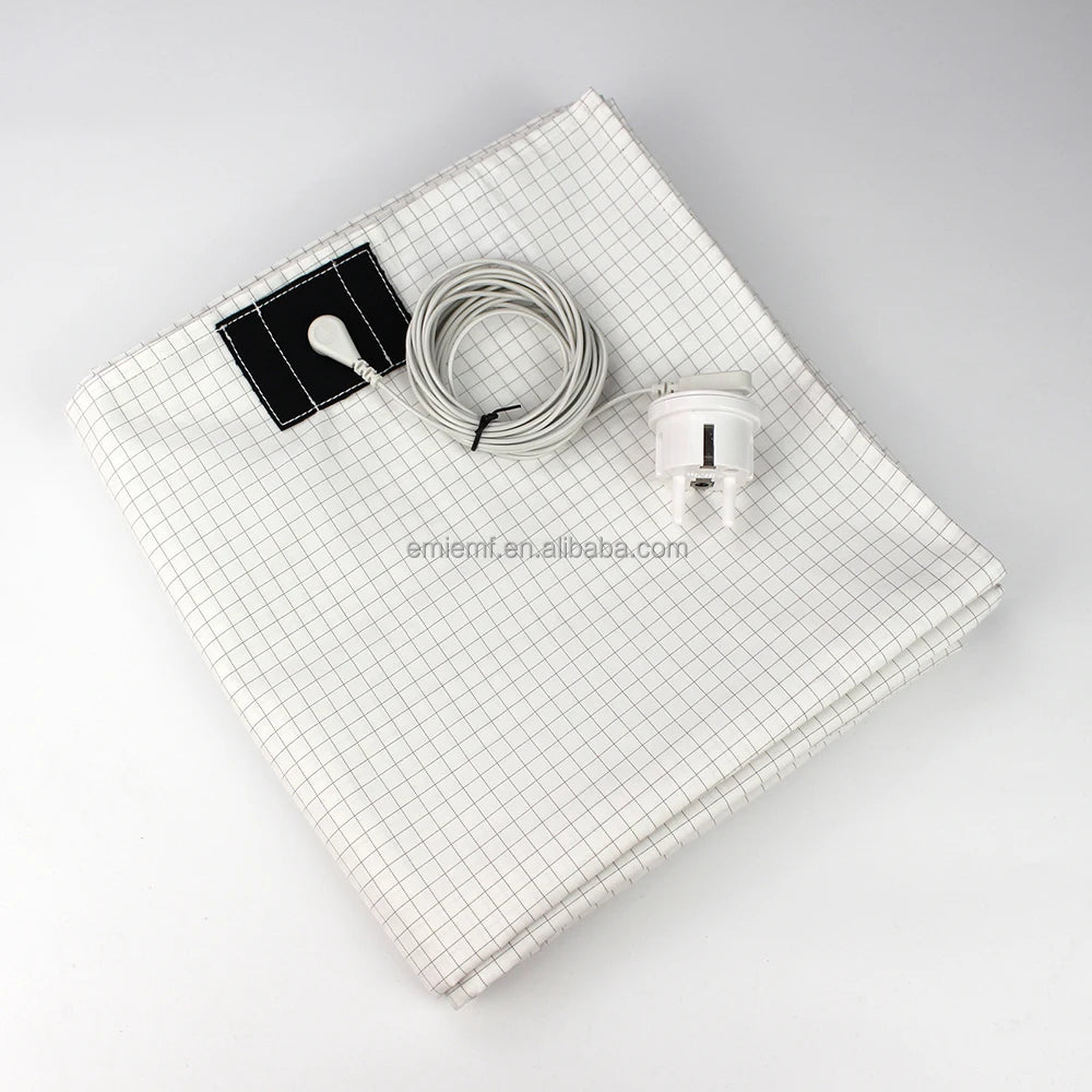 BLOCK EMF Grounding Sheets with 10% Silver Fiber & Organic Cotton- Conductive with Grounding Cord Grounding Keep Good Sleep