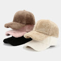 Ready to Ship Custom Winter Solid Color Plush Fluffy Fuzzy Furry Warm Gorras Baseball Cap
