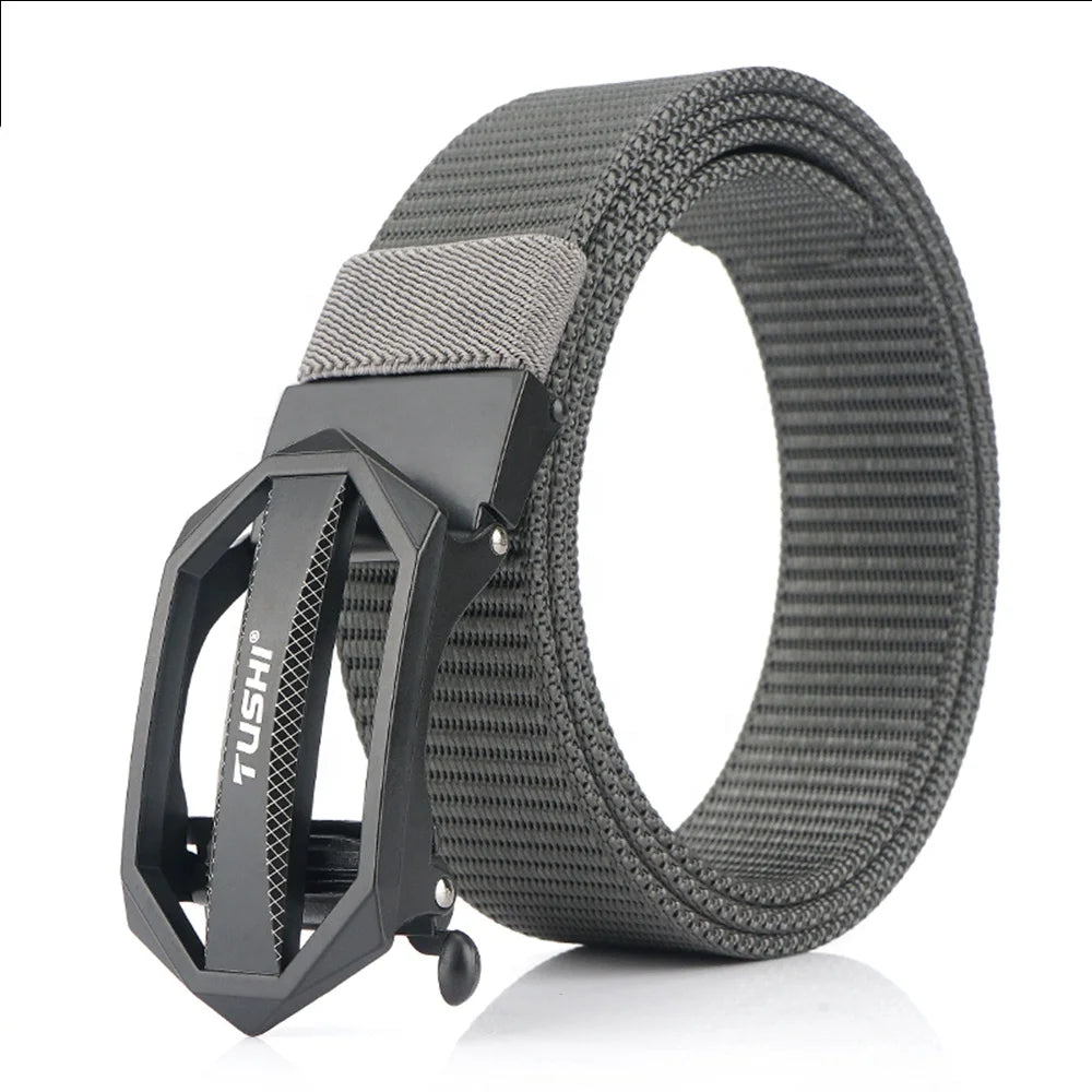 Wholesale Customized TUSHI Brand 3.4cm Width 120cm Length Environmentally Friendly Nylon Zinc Alloy Metal Buckle Polyester Belt