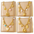 Multi-charms Heart 18k Gold Plated Chains Statement Necklace Jewelry Women Stainless Steel Fashion Pendant Chokers Necklaces
