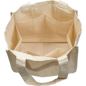 Customized Logo Natural Cotton Canvas Tote Shopping Bags With Pockets for Fruit and Vegetable