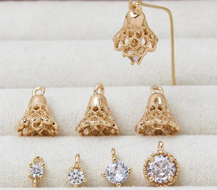 Bling Wholesale High Quality Gold Plated Brass CZ Round Bell Pendant for Bracelet Necklace Making
