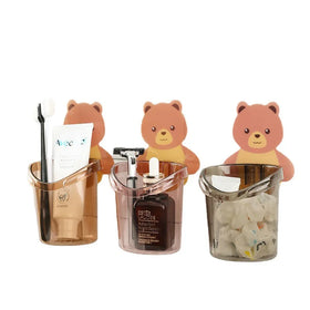 Cartoon Kids Toothbrush Holder Plastic Eco-Friendly Toothpaste Makeup Brush Razor Stand Organizer Cheap Bathroom Hanging Storage