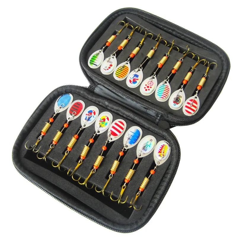 WS005 16pcs Artificial Spoon Fishing Lure Set Jigging Wobbler Spoon Fishing Lure Box Metal Spoon Bait With Single Hooks