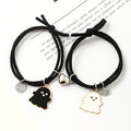 New Boyfriend Birthday Gift Couple Bracelet Heart Magnet Adjustable Bracelet Black White Ghost Bracelet Set Gifts for Women Men