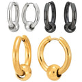Wholesale  Stainless Steel Circle Earrings Simple High Fashion Titanium Steel Hoop Ball Earrings