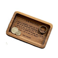 JUNJI Rectangle Engraved Wood Tray Key or Ring Dish Desktop Storage Organizer Bedside Catchall Holder Birthday Gift for Father