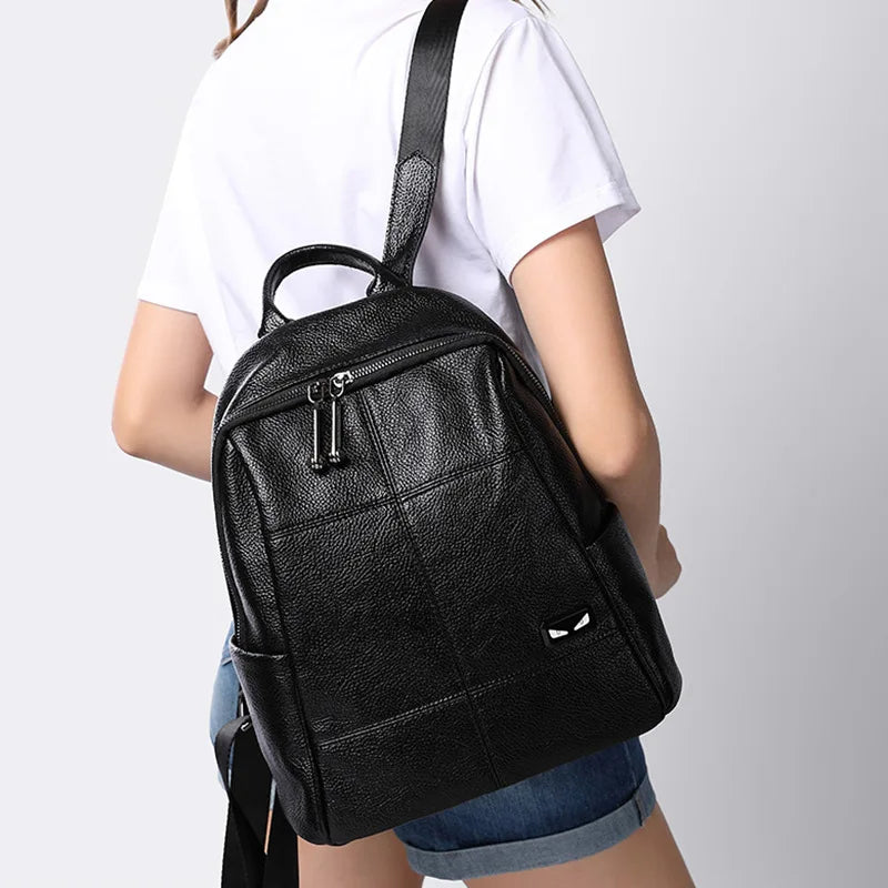 Westal Girls School Backpack Bags Mochilas Mujer Large Capacity Cowhide Leather Travel Backpack Leather Backpack for Woman