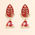 Exotic Pearl Tassel Jewelry Jumka Bollywood Kundan TraditionaL Jhumka Indian Gold Plated Enamel Dangling Earrings for Women