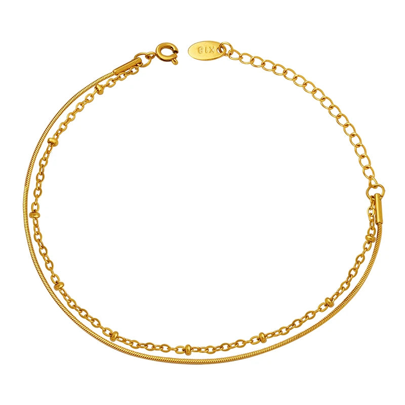 Romantic Jewelry Double Layer Snake Bone Chain Bracelet Colorless Bracelet Bead Chain Stainless Steel