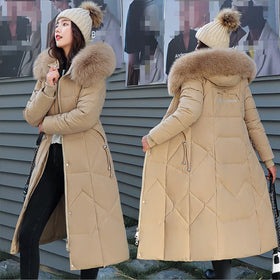M-4XL Fashion Oversized Clothes Women's Long Waistband Over Knee Jacket Thickened Large