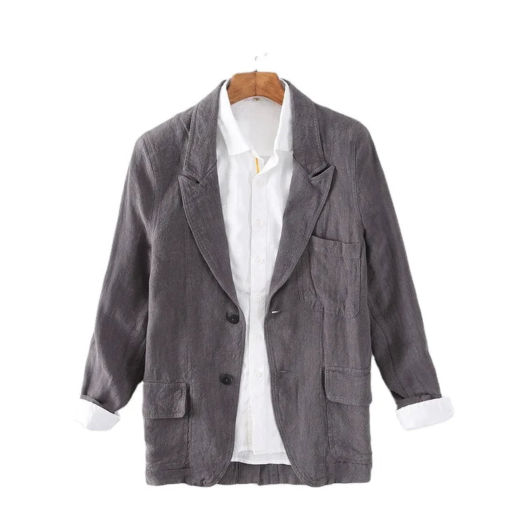 Wholesale Mens Hemp Cotton Jackets Casual Loose Linen Blazer Multi-color Linen Shirt Jacket for Men