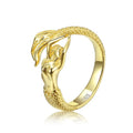 Mermaid Adjustable Cocktail Ring Sterling Silver Fairytale Little Mermaid Open Wrap Ring  for Woman Girls Wife