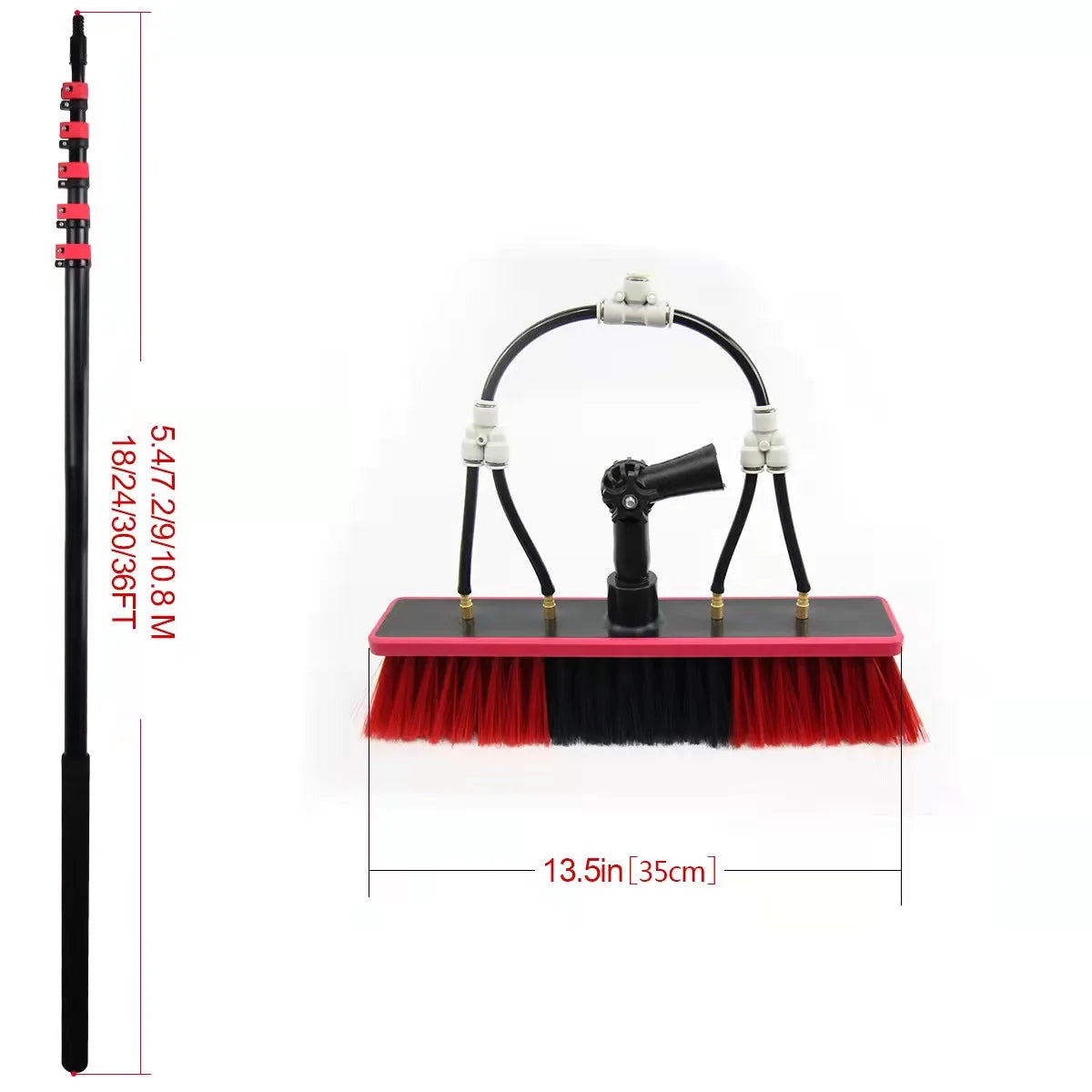 Zhenda Factory 9M Standard Manual Version Retractable Aluminum Pole Solar Panel Cleaning Brush with Water Fed Pole