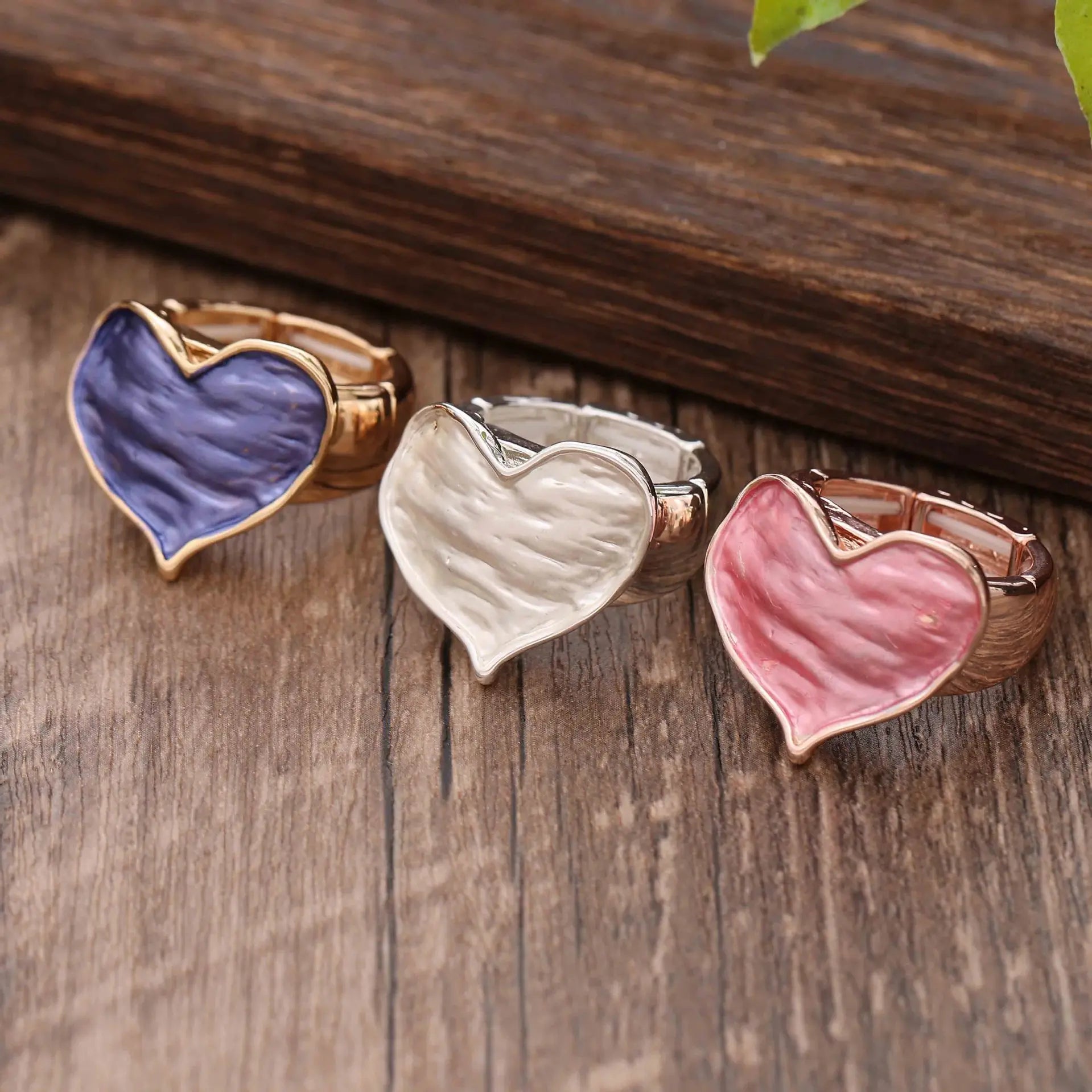 New Arrival Colorful Enamel Elastic Ring Couple Gift Fashion Small Fresh Simple Heart Rings For Women