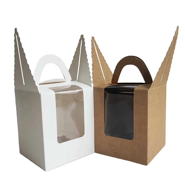 Custom Single Clear Window Cupcake Box Factory Priced for Food Packaging Made of Durable Paper