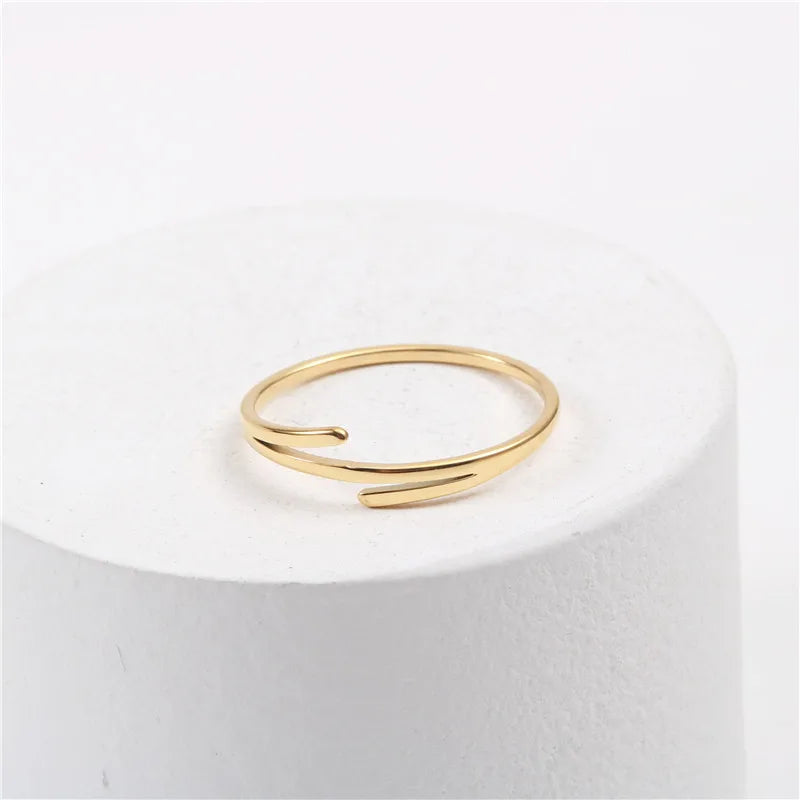 High End 18K PVD Gold Plated Dainty Stainless Steel Rings for Women Trendy Jewelry