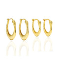 Hammered Puffed Oval Hoops in S925 Sterling Silver 18K Gold Plated Oval Hoop Earrings
