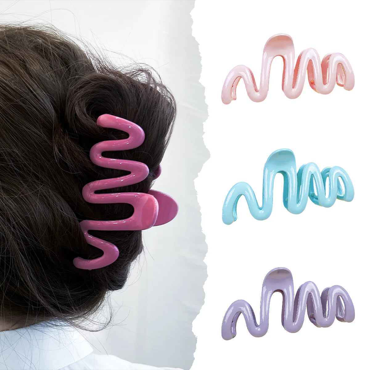 SongMay Candy Sweet Wave Cream Claw Hair Clip for Women and Girls Plastic PC 10.2x5cm Lightweight 21.2g