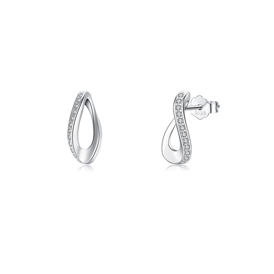 Popular Fine Women's Jewelry Earrings S925 Sterling Silver Geometric Fashion Sweet Wavy Twist Stud Earrings