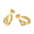 Minimalist Design Mini Heart Oval Zircon Gold Plated Jewelry Stainless Steel Stud Earring for Girls