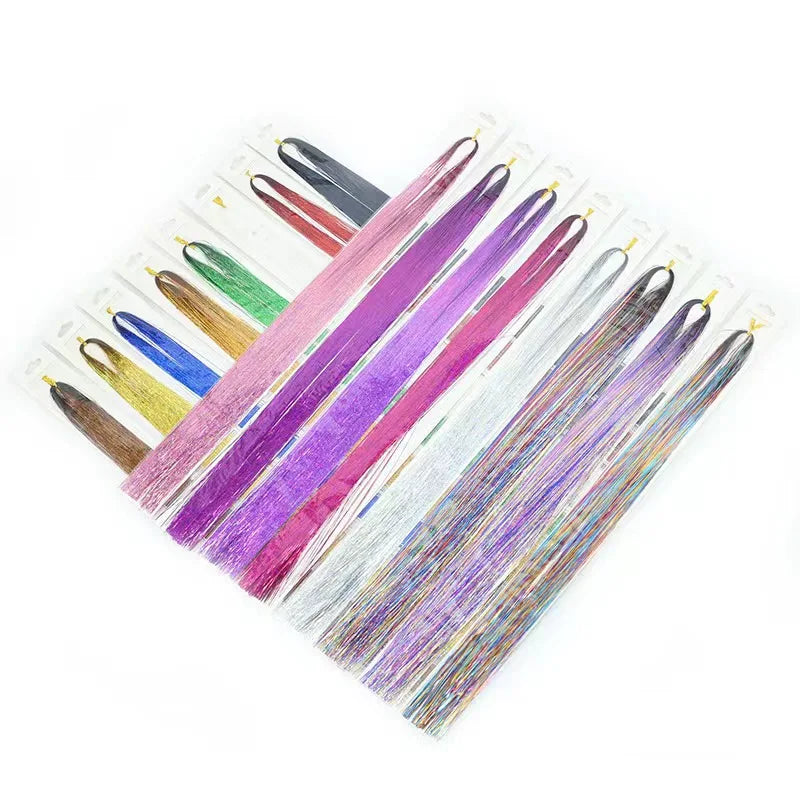 Tinsel Hair Extensions  Shiny Hair Tinsel Heat Resistant Highlights Glitter Tinsel