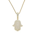 CN442 Iced Hip Hop Jewelry Hand Shape Pendant Necklace Brass CZ Stone for Party Gift