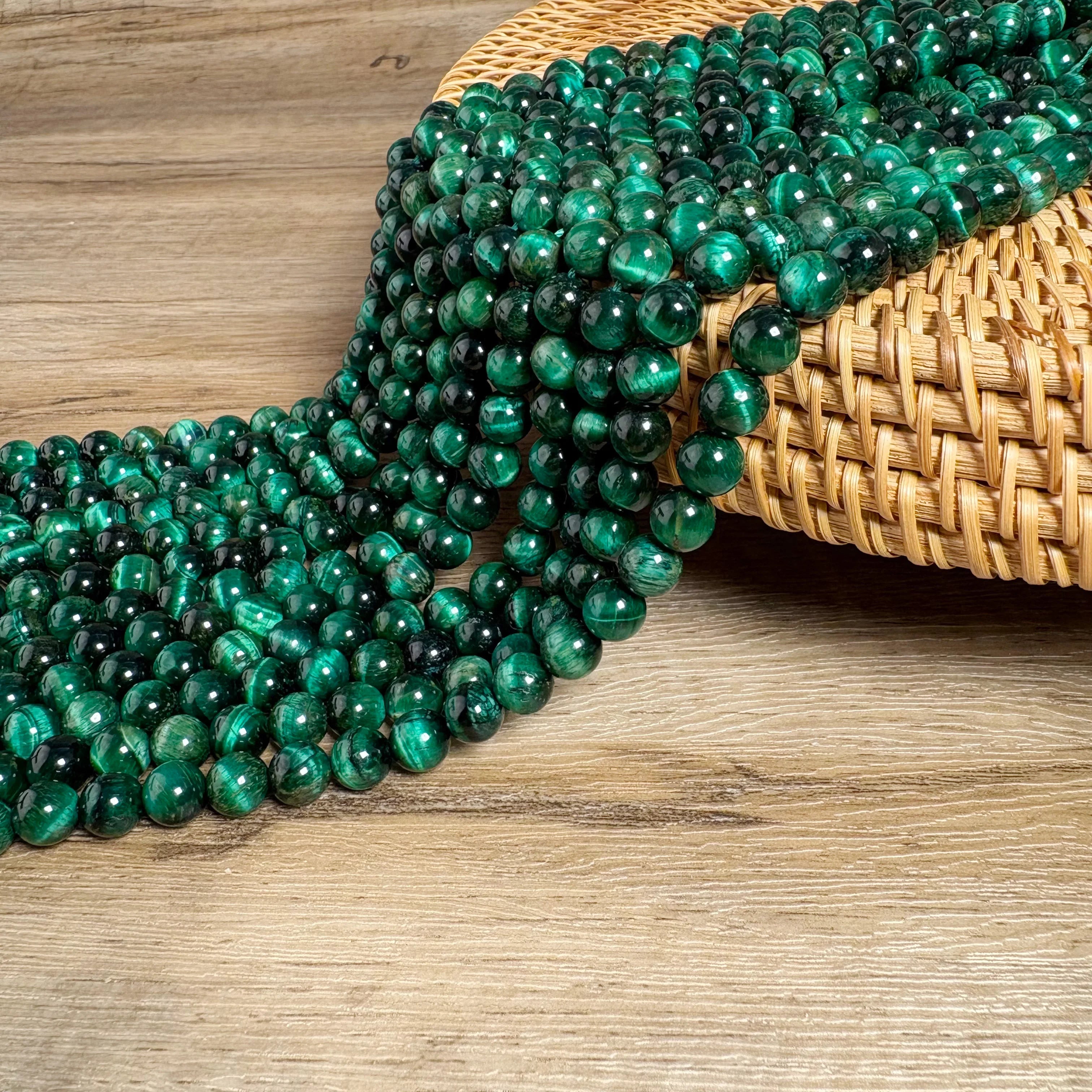 Green Tiger Eye High Quality Natural Stone Jewelry Making Green Stone Beads for Phone Chain DIY