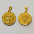 Vintage Jesus Cross Charm Crucifix Necklace Gold Stainless Steel IHS Catholic Jewelry Round Protection Amulet Pendant