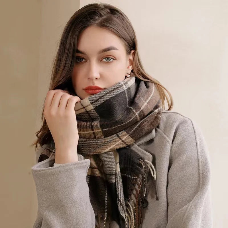 Zifeng OEM Pashmina Schal Cashmere New Winter European American Plaid Scarf Cashmere Shawl