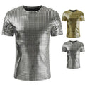 Night Club Wear Mens T-Shirts Shiny Metallic Tshirt Mens Shorts Sleeve T Shirt for Disco Party Casual Round Neck Stage Show Tops