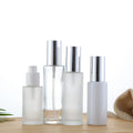 Frosted clear Essential Oil Glass Pump Bottles 30ml 40ml 50ml Empty Essence Cosmetic Packaging