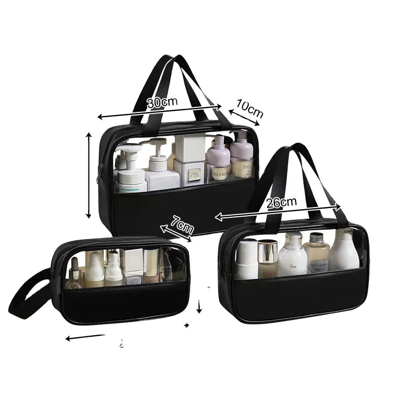 Wholesale Custom logo PVC Transparent Clear Zipper Organizer Cosmetic Bag Travel Toiletry Wash Pouch Bag Waterproof Makeup Bag