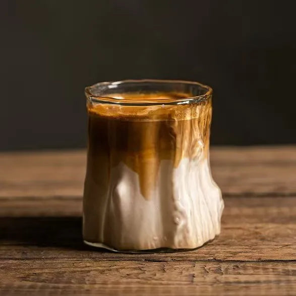 Vertical Grain Glass Cup Juice Milk Tea Mug Beverage Cup Transparent Glass American Latte Coffee Cup