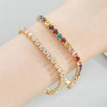 14K Gold Filled 3MM Rhinestone Bangle Cubic Zirconia Classic Tennis Bracelet Gold Link Buckle Bracelets for Women Girls