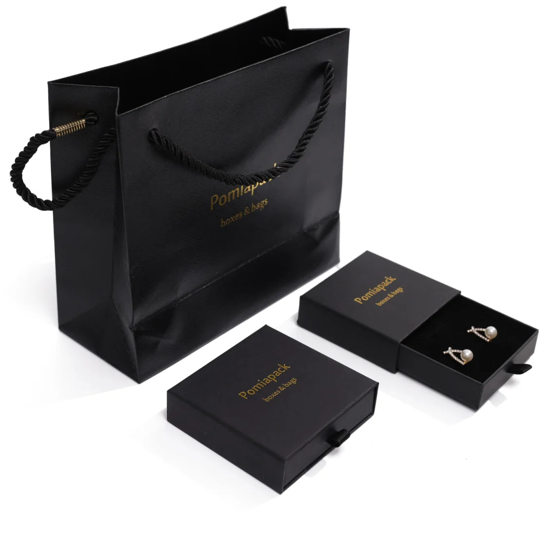 Black Jewelry Box Custom Jewelry Boxes with logo Packaging Jewelry Box Custom logo Packaging Bijoux