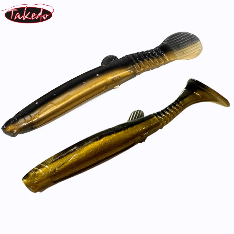 TAKEDO 7CM 2.2G 20PCS/BAG Loach Bait Soft Fishing Lure PVC Artificial Loach Lures Multi-section Tail for Snakehead Mandarin Bass
