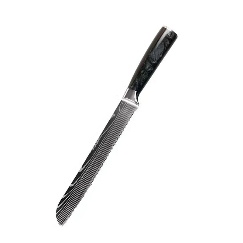 Drop Shipping Japanese Stainless Steel Riving Bone Chopping Brisket Serrated Utility Kitchen Utensils for Hotel Knives Set