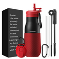 Food-Grade Stainless Steel Pure Color Insulation Water Bottle High-grade Portable Water Bottle with  Straw