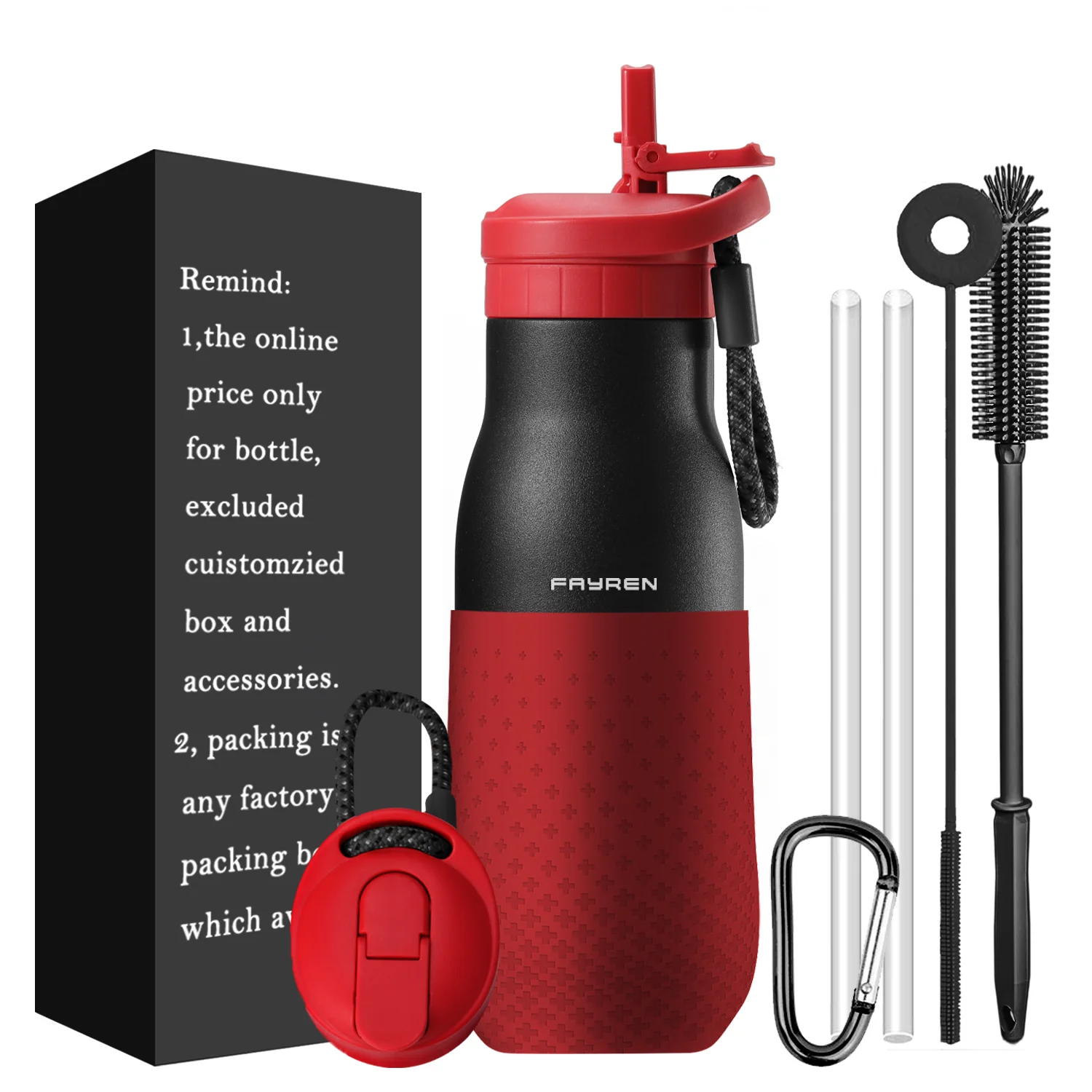 Food-Grade Stainless Steel Pure Color Insulation Water Bottle High-grade Portable Water Bottle with  Straw