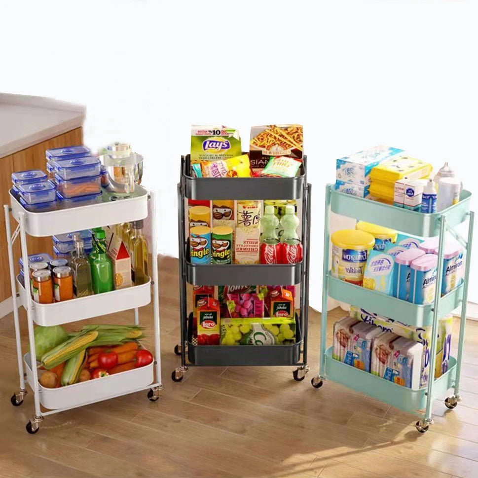 New Kitchen Shelving Collapsible Cart Eliminates the Need to Install Multiple Bathroom Shelving