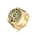 Fashionable Vintage Hexagonal Star Twelve Zodiac Guardian Stainless Steel Ring Niche Personality Men's Jewelry Ring Wholesale MegaBDM