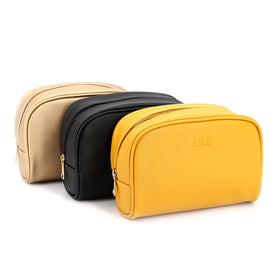 Eco Friendly Saffiano PU Leather Cosmetic Makeup Zipper Bag Portable Cute Multifunction Beauty Travel Cosmetic Bag Makeup Case