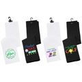 Factory Custom Printed Logo Black White Tri Fold Microfiber Waffle Weave Style Microfiber Golf Towel With Grommet
