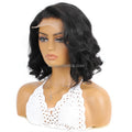 Natural Black Short Bob Body Wave Wig Lace Closure Human Hair Bob Wigs Women Full Brazilian Transparent Lace Straight Style HD