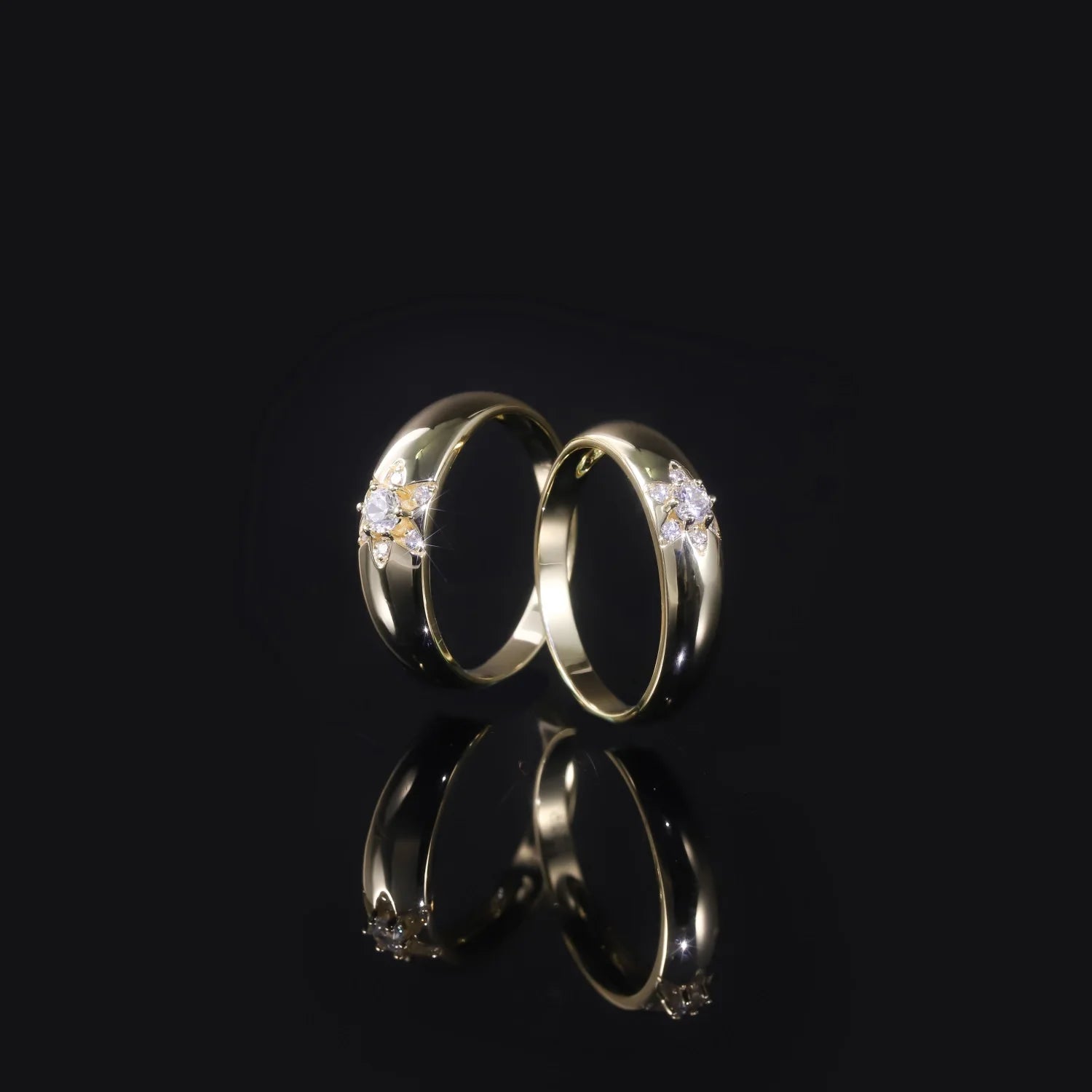 KH550 Abiding Chunky Jewelry 925 Sterling Silver 14k Yellow Gold Plated Lab Grown Diamond Eternity Statement Couple Ring