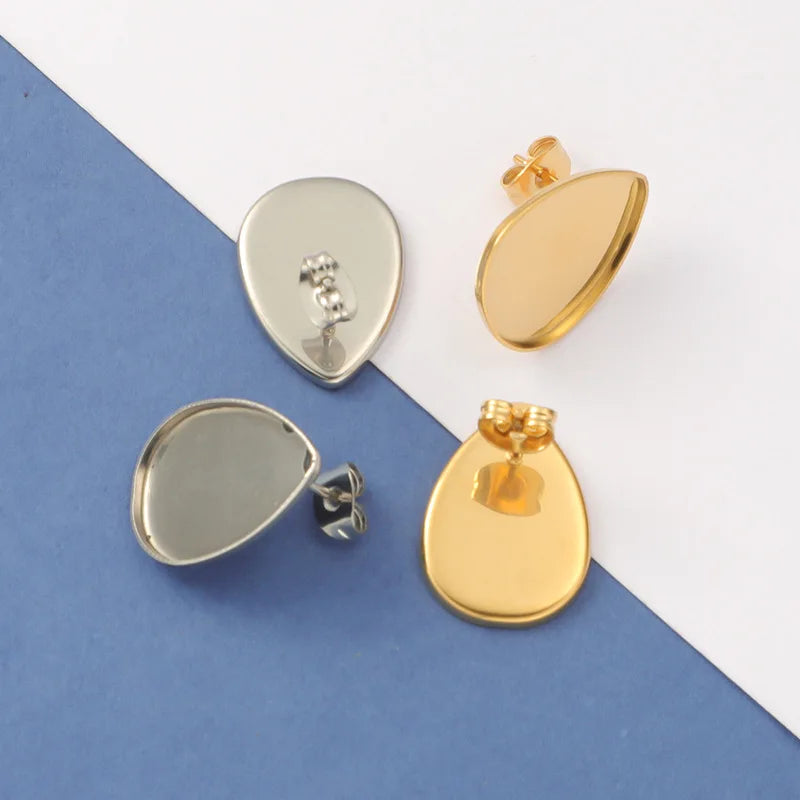 Factory Direct Sale Stainless Steel Ear Stud Base Jewelry Accessories DIY Droplet Shape Ear Studs Earring Jewelry Charm